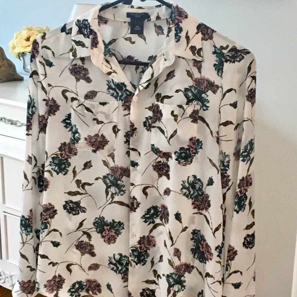 Petite Floral long sleeve Shirt Ann Taylor